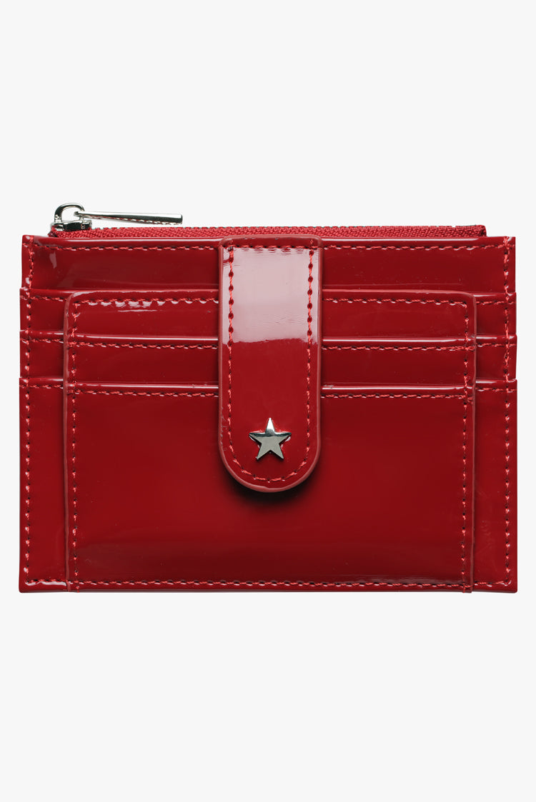 THE DAISY CARD WALLET - PATENT CHERRY