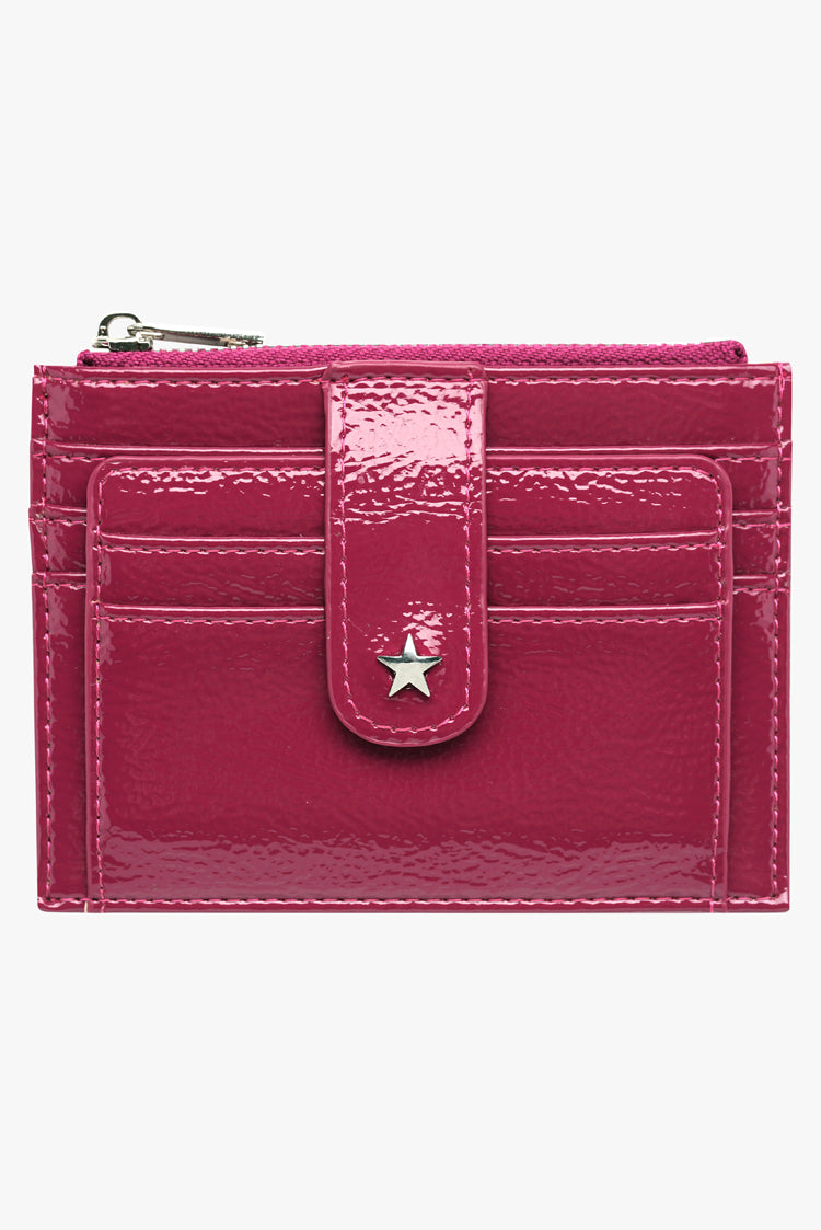 THE DAISY CARD WALLET - GLOSSY BERRY