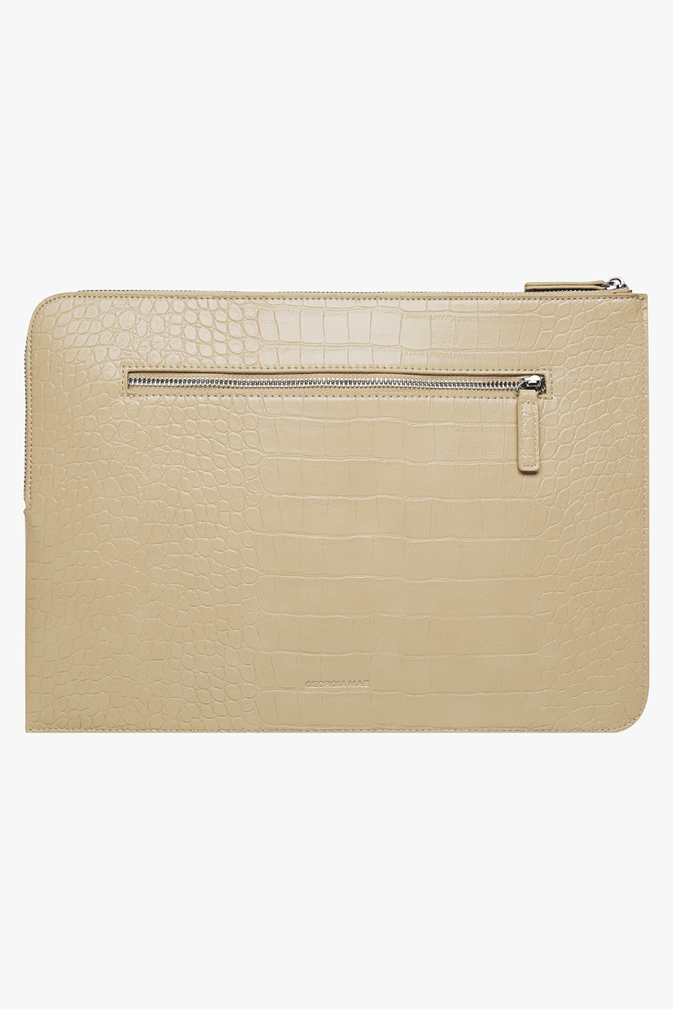 THE ZOE LAPTOP SLEEVE - BUTTER YELLOW CROC