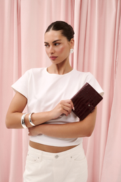 THE SOHO PASSPORT WALLET - BURGUNDY CROC (PRE ORDER)