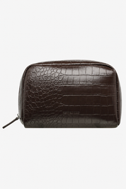 The Gia Makeup Bag - Chocolate Croc