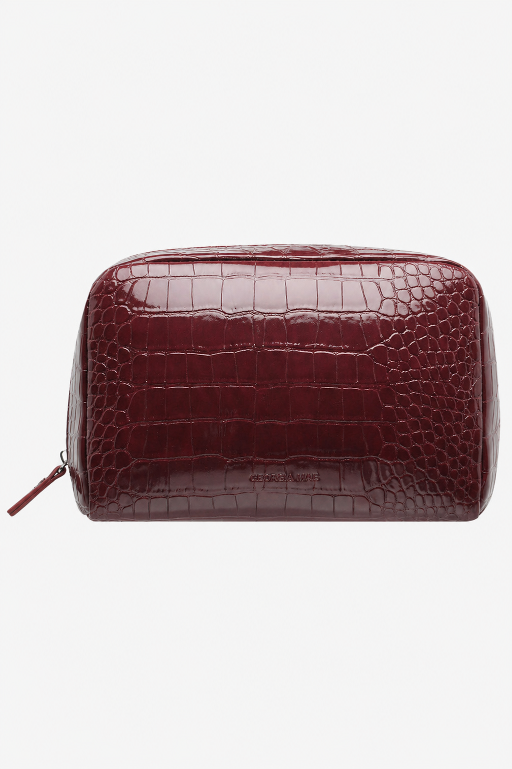 The Gia Makeup Bag - Burgundy Croc