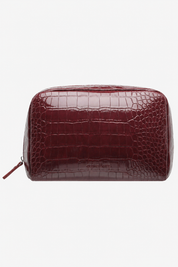 The Gia Makeup Bag - Burgundy Croc