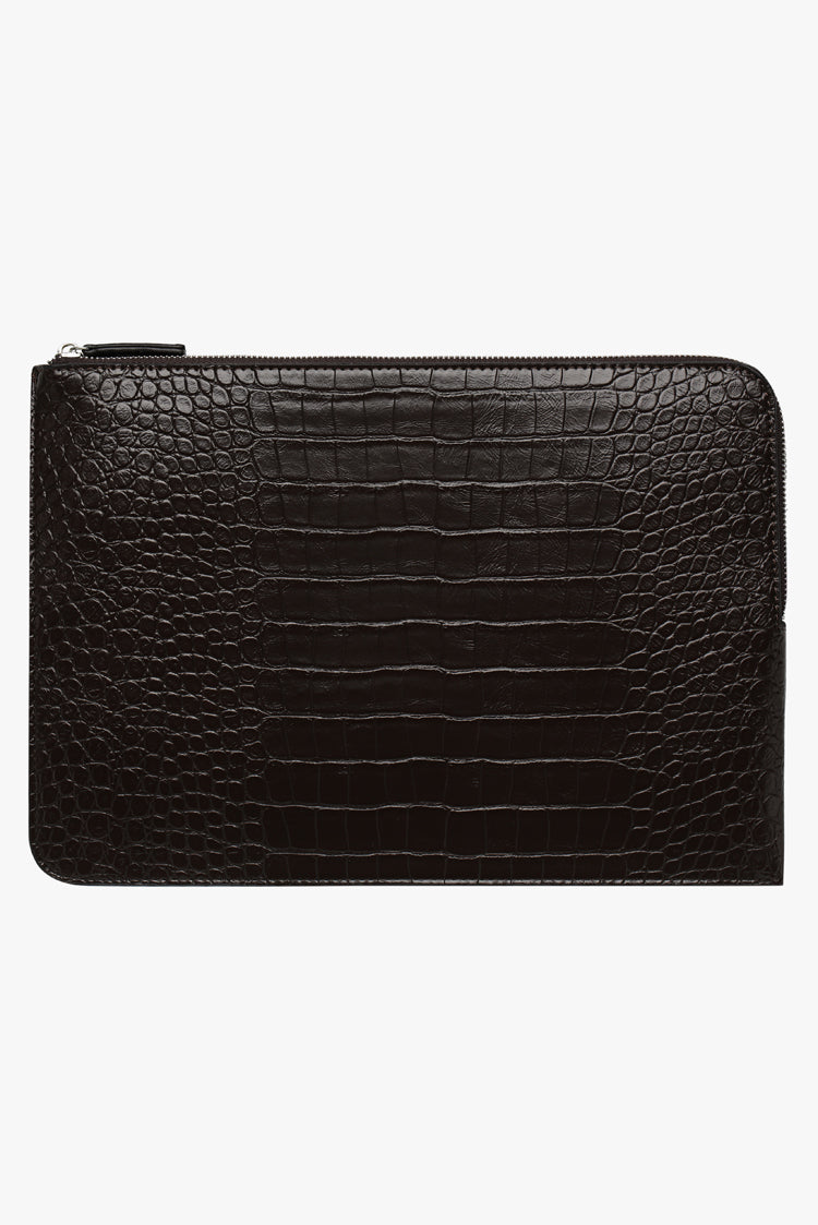 THE ZOE LAPTOP SLEEVE - CHOCOLATE CROC