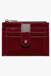 THE DAISY CARD WALLET - PATENT BURGUNDY