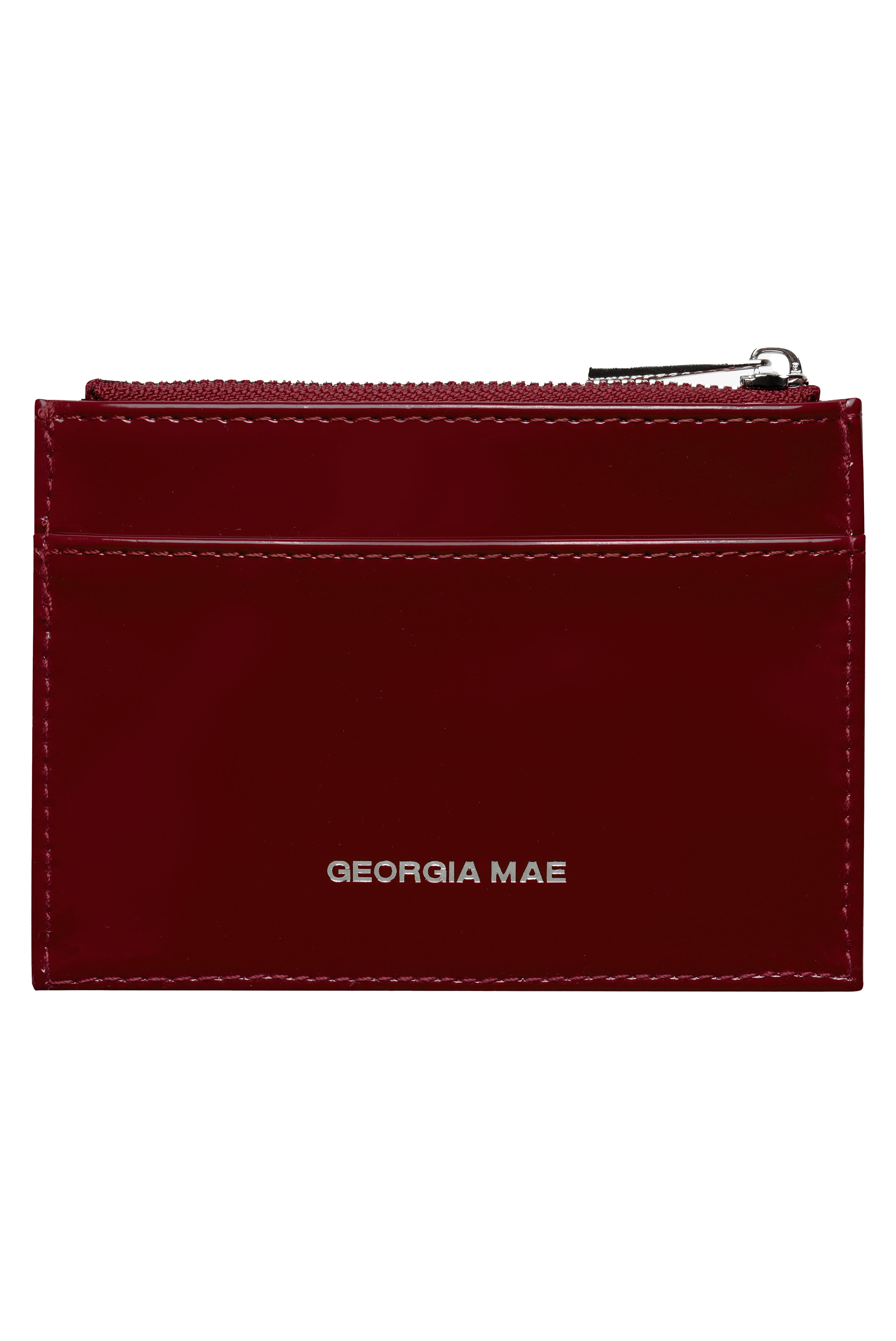 THE DAISY CARD WALLET - PATENT BURGUNDY