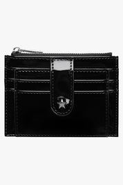 THE DAISY CARD WALLET - PATENT BLACK