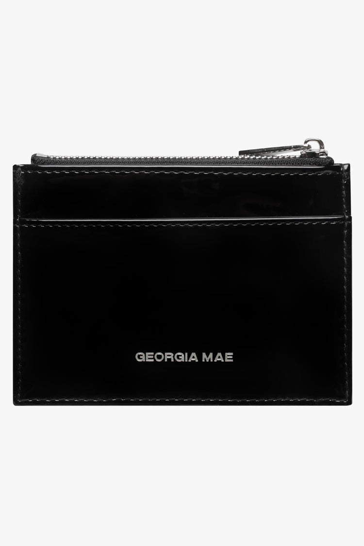 THE DAISY CARD WALLET - PATENT BLACK