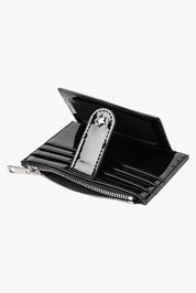 THE DAISY CARD WALLET - PATENT BLACK