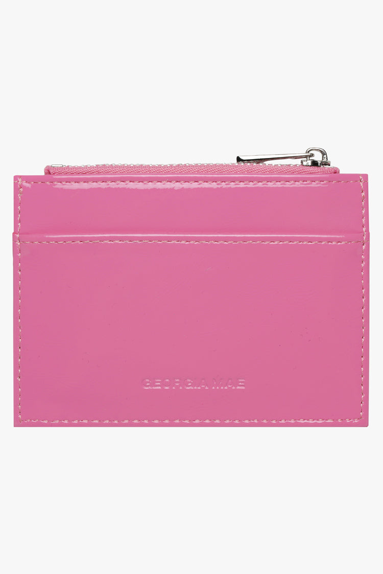 THE DAISY CARD WALLET - PATENT BUBBLEGUM PINK