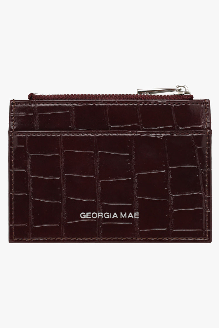 The Daisy Card Wallet - Burgundy Croc