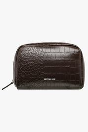THE GIA MAKE UP BAG - CHOCOLATE CROC