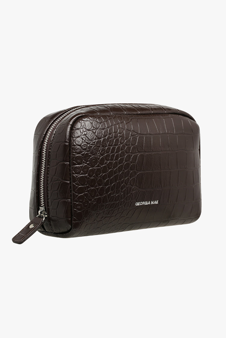 THE GIA MAKE UP BAG - CHOCOLATE CROC
