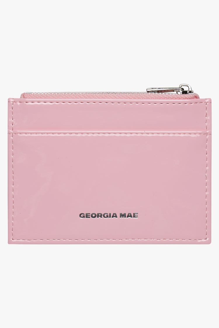 THE DAISY CARD WALLET - PATENT PINK