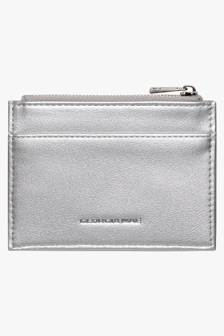 THE DAISY CARD WALLET - METALLIC SILVER