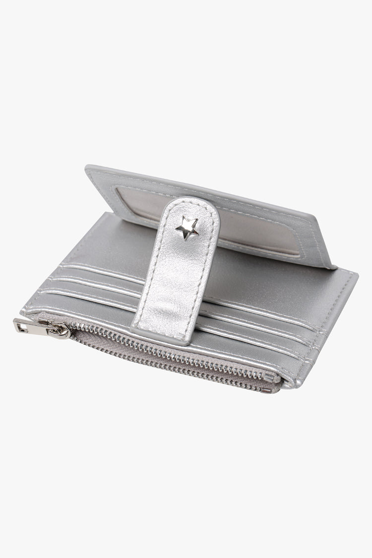 THE DAISY CARD WALLET - METALLIC SILVER