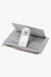 THE DAISY CARD WALLET - METALLIC SILVER