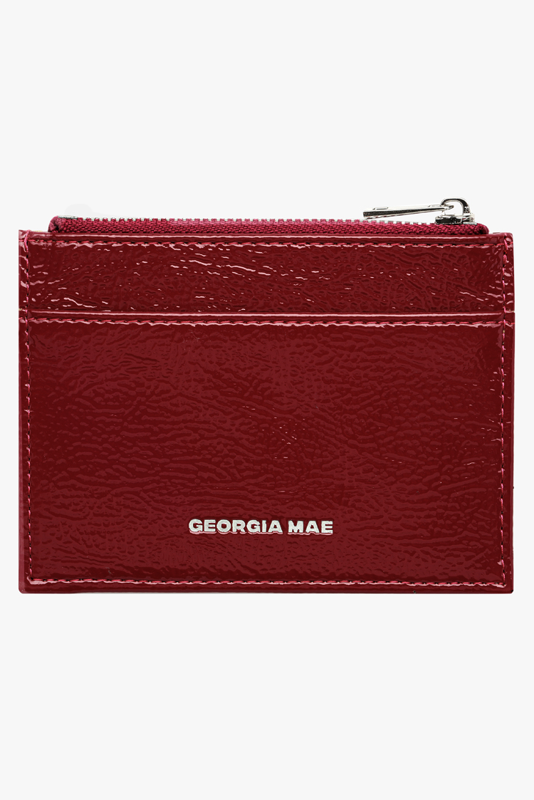 THE DAISY CARD WALLET - GLOSSY BURGUNDY