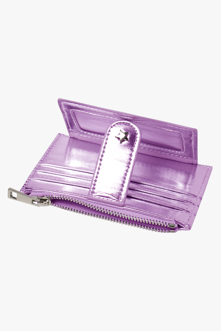 THE DAISY CARD WALLET - METALLIC LILAC