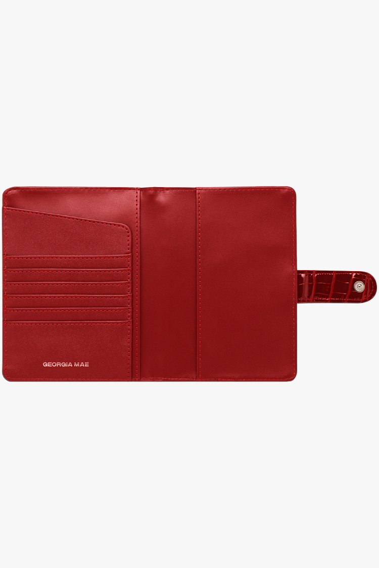 THE SOHO PASSPORT WALLET - CHERRY CROC