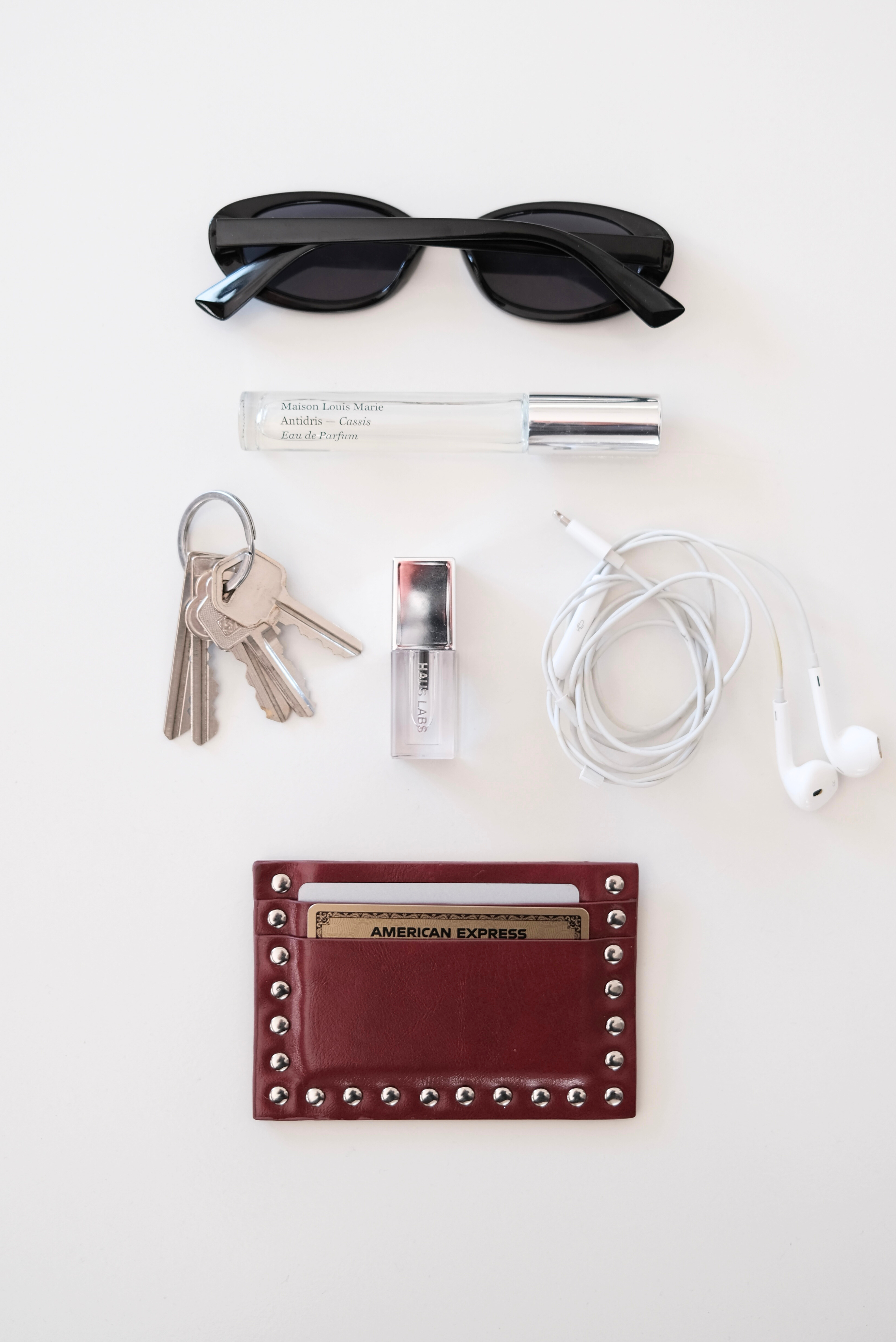 THE RAE STUD CARD WALLET - BURGUNDY