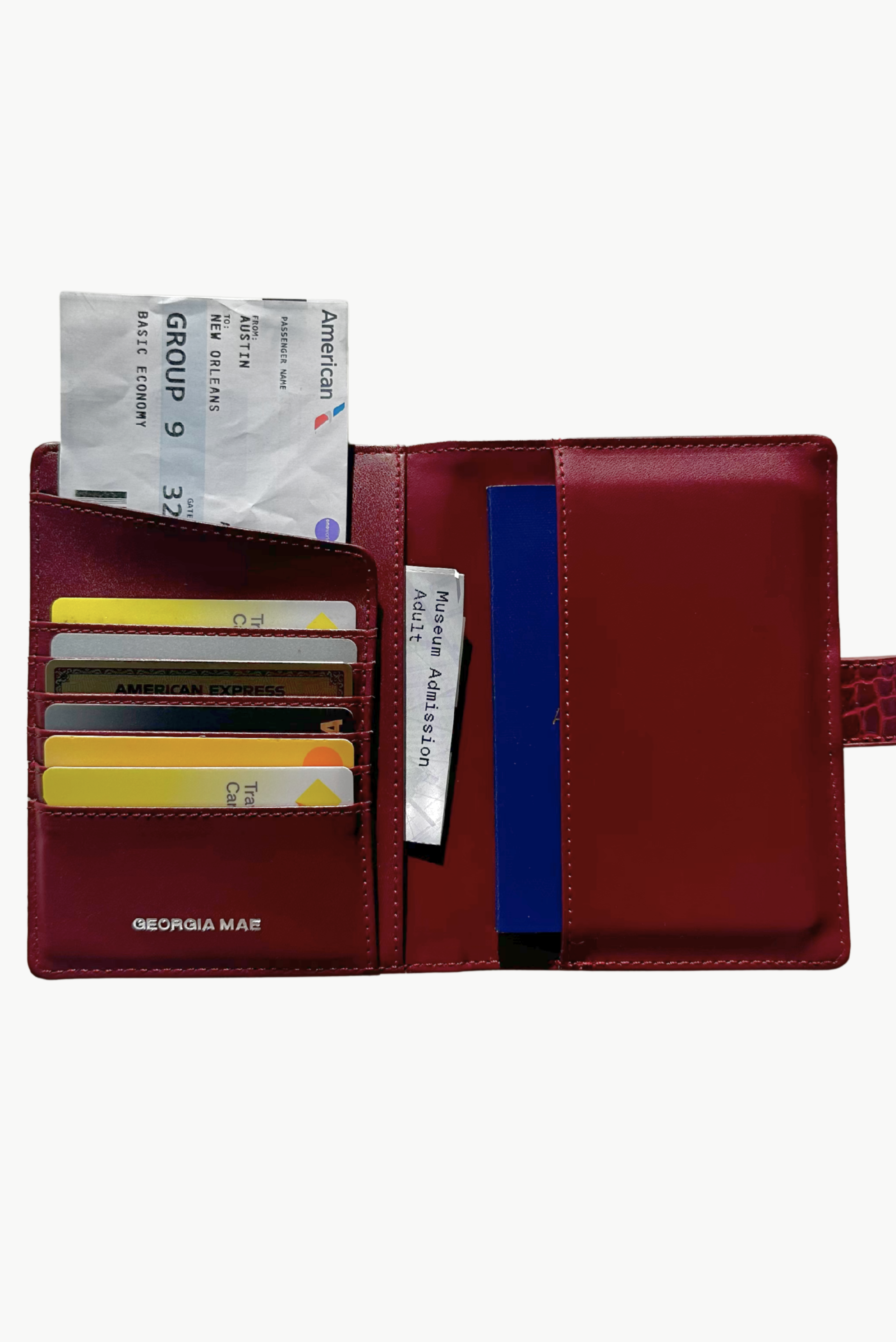 THE SOHO PASSPORT WALLET - BURGUNDY CROC (PRE ORDER)