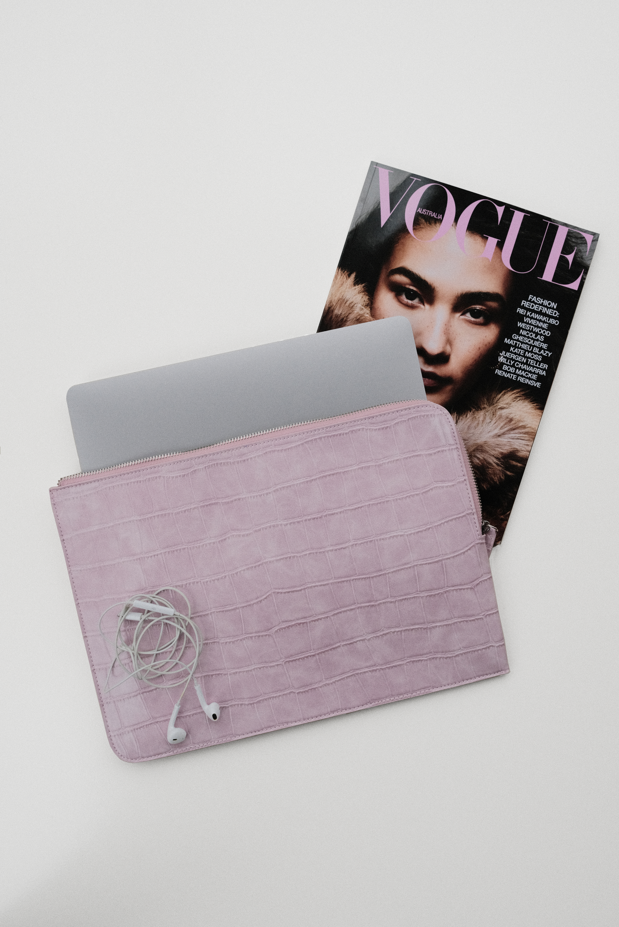 THE ZOE LAPTOP SLEEVE - PINK CROC
