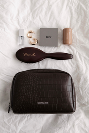 THE GIA MAKE UP BAG - CHOCOLATE CROC